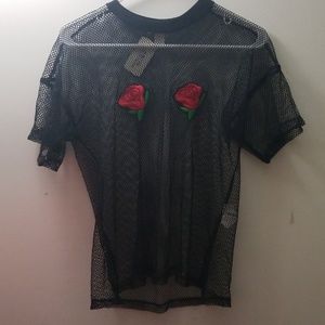 Mesh shirt with 2 Roses